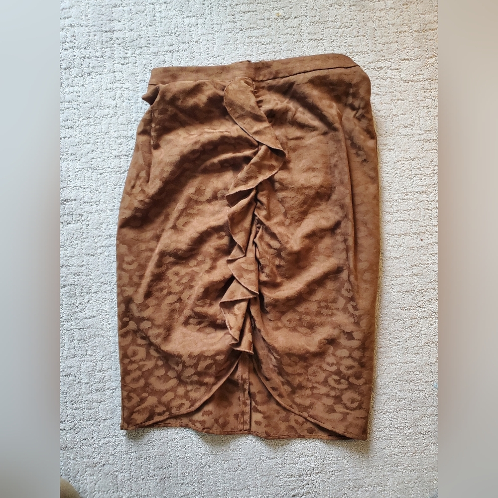 Elegant Brown Ruffle Skirt